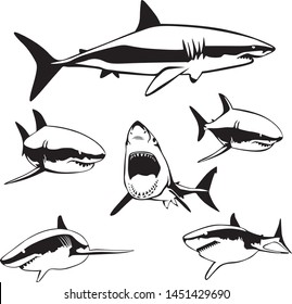 Multiple instances of a shark vectorized 