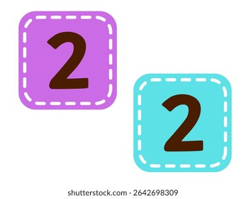 Multiple isolated number 2 two in white background with shadow