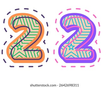 Multiple isolated number 2 two in white background with shadow