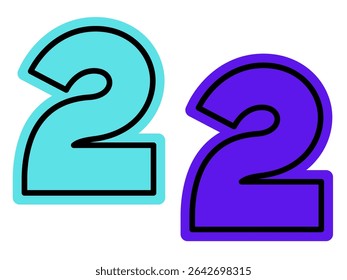 Multiple isolated number 2 two in white background with shadow