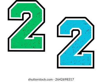 Multiple isolated number 2 two in white background with shadow
