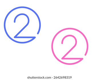 Multiple isolated number 2 two in white background with shadow