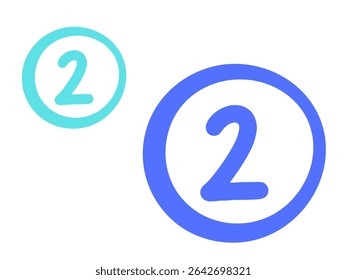 Multiple isolated number 2 two in white background with shadow