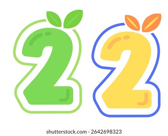 Multiple isolated number 2 two in white background with shadow