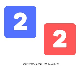 Multiple isolated number 2 two in white background with shadow