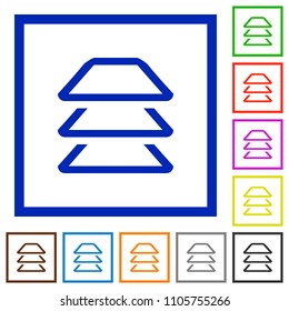 Multiple layers flat color icons in square frames on white background