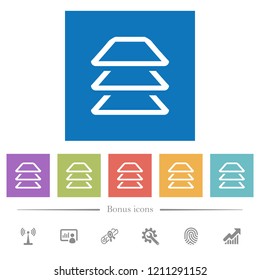 Multiple layers flat white icons in square backgrounds. 6 bonus icons included.