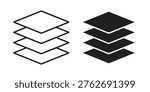Multiple Layers icon set. outlined and solid flat clipart versions.
