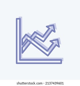 Multiple Line Graph Icon in trendy two tone style isolated on soft blue background