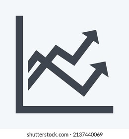 Mehrere Linien Graph Icon in trendigem Glypy-Stil einzeln auf hellblauem Hintergrund