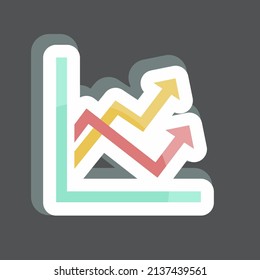 Multiple Line Graph Sticker in trendy isolated on black background