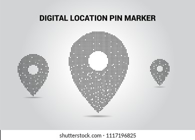 Multiple Location pin marker signage pixel style: GPS Technology concept
