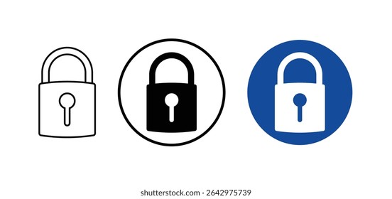 Multiple locked padlock icons vector set