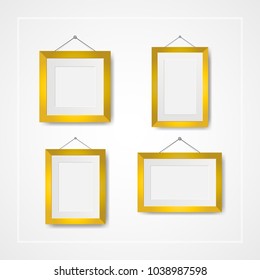 Multiple many small picture and photo frames on white wall