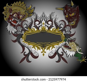 Multiple masks with a dragon for name tag