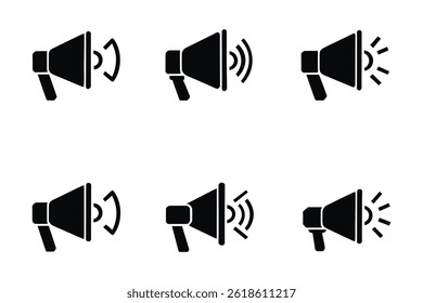 Multiple Megaphone Icons for Announcement and Communication