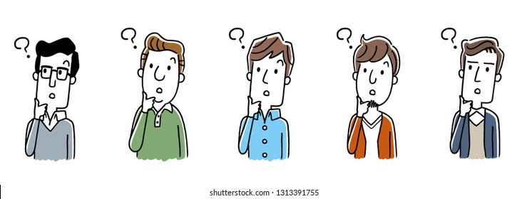 Multiple men, doubt, think