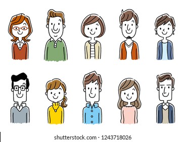 Multiple men and women: set