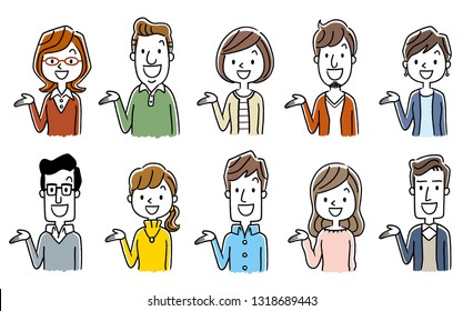 Multiple men and women: set