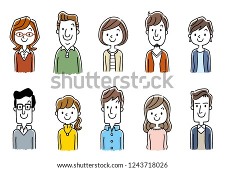Multiple men and women: set