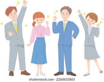 Multiple men and women smiling and posing in guts
