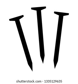 Multiple metal wire nail / nails or fasteners flat vector icon for apps and websites