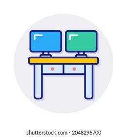 Multiple Monitors Icon In Vector. Logotype