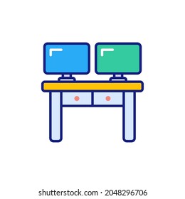 Multiple Monitors Icon In Vector. Logotype