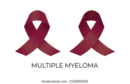 Multiple myeloma awareness. Burgundy ribbon vector illustration