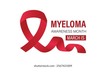 Multiple Myeloma Awareness Month. Realistic Burgundy Ribbon with Calligraphy Ribbon, Realistic ribbon. Vector illustration of background. 