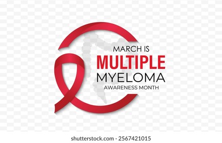 Multiple Myeloma Awareness Month. Realistic Burgundy Ribbon with Calligraphy Ribbon, Realistic ribbon. Vector illustration of background. 