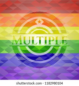 Multiple on mosaic background with the colors of the LGBT flag