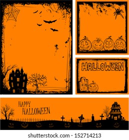 Multiple orange Halloween banners and backgrounds eps 10