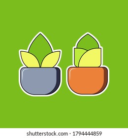 Multiple ornamental plant design in a pot  isolated on color background. Cartoon Concept. Vector illustration. Suitable for landing pages, icons, stickers and posters.