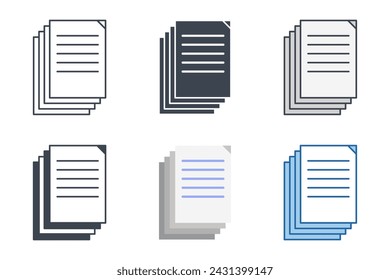 Multiple Pages icon collection with different styles. Multiple documents symbol vector illustration isolated on white background