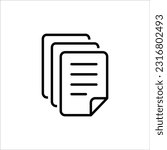 Multiple paper icon vector illustration isolated on black background. Multiple sheet paper icon. Available for website or graphic design and another various media.