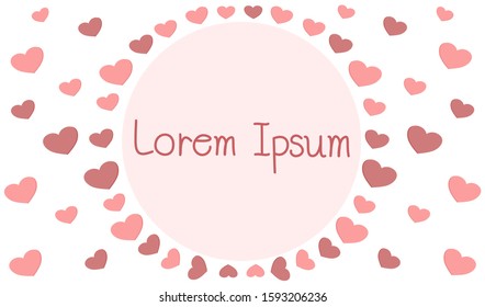 Multiple peach colored hearts,For writing messages in a circle in the middle