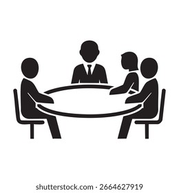 Varias personas participaron en una discusión, simbolizando el trabajo en equipo, la lluvia de ideas y la colaboración, el Vector de silueta negra.