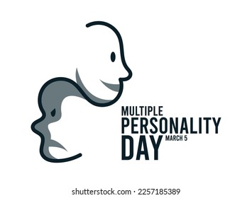 Multiple Personality Day on white background. March 5. Abstract design vector. Poster, banner, card, background. Eps 10.