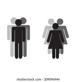 Multiple personality or different emotions illustration