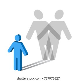 Multiple Personality Disorder. The symbol of a Man, casting a shadow of two people.
