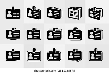 Multiple perspectives of black identification badge on a light gray background Keywords: ID