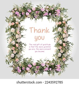 Multiple pink and orange rose thank you card template