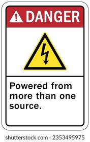 Multiple power source electrical warning sign and labels