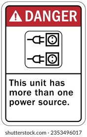 Multiple power source electrical warning sign and labels