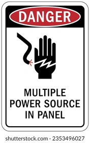 Multiple power source electrical warning sign and labels