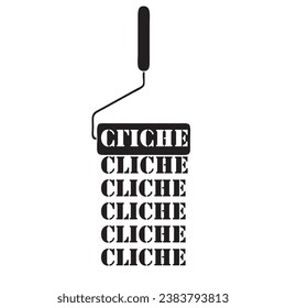 Multiple print of the word Cliche from a paint roller