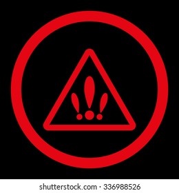 Multiple Problems vector icon. Style is flat rounded symbol, red color, rounded angles, black background.