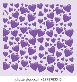 multiple purple hearts in pattern vector