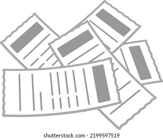 Multiple receipts isolated vector illustration.